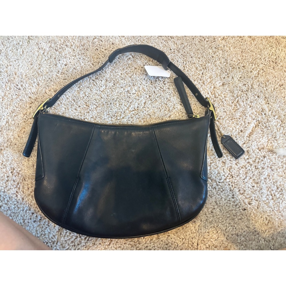 Coach Vintage Ergo Leather Shoulder Bag 9214 Black Brass Fortune cookie bag